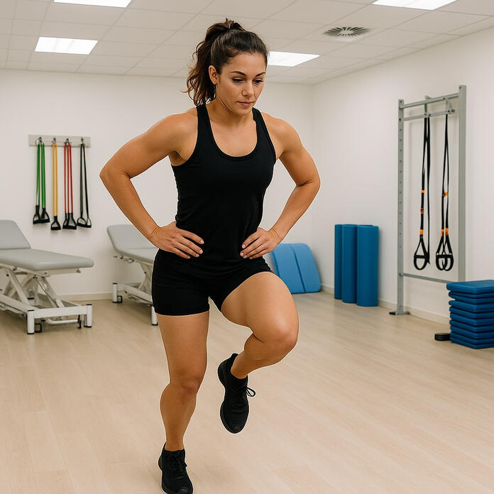 Athlete is assessing asymmetry in their leg and tracking their rehabilitation progress with Jumpable to be able to return to sport